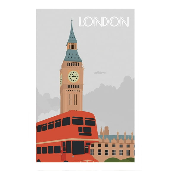EzPosterPrints - Retro World Famous City Posters - Decorative, Vintage, Retro, Grunge Travel Poster Printing - Wall Art Print for Home Office - LONDON-5, ENGLAND - 24X36 inches