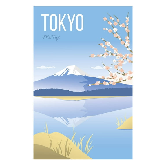 EzPosterPrints - Retro World Famous City Posters - Decorative, Vintage, Retro, Grunge Travel Poster Printing - Wall Art Print for Home Office - TOKYO, JAPAN - 48X32 inches