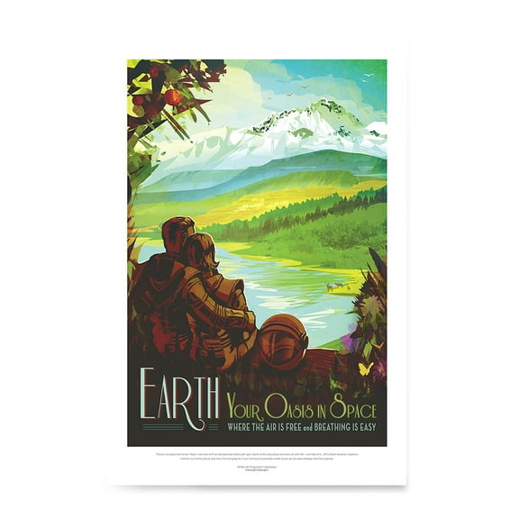 EzPosterPrints - Visions of the Future, NASA SPACE TOURISM POSTERS - Amazing Nasa Art Print for School, Kids room,Home Office Decor - EARTH - 24X36 inches