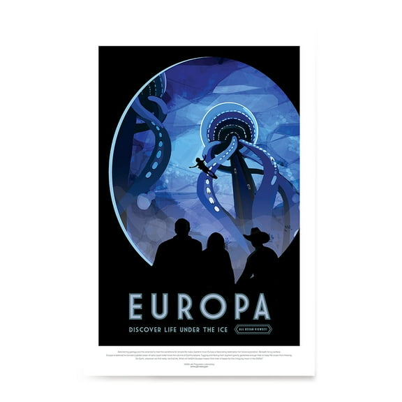 EzPosterPrints - Visions of the Future, NASA SPACE TOURISM POSTERS - Amazing Nasa Art Print for School, Kids room,Home Office Decor - EUROPA - 12X18 inches