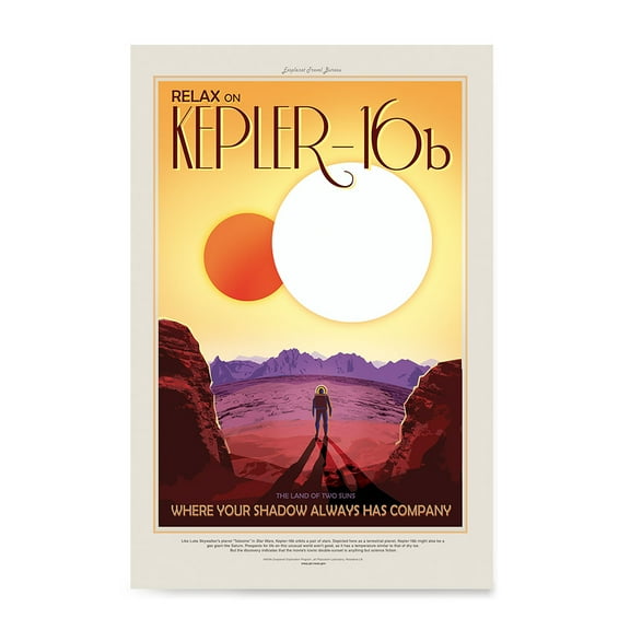 EzPosterPrints - Visions of the Future, NASA SPACE TOURISM POSTERS - Amazing Nasa Art Print for School, Kids room,Home Office Decor - KEPLER 16B - 12X18 inches
