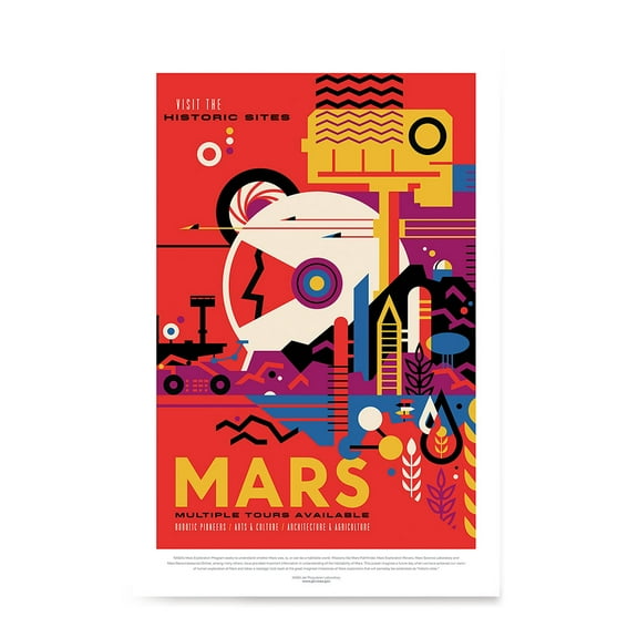 EzPosterPrints - Visions of the Future, NASA SPACE TOURISM POSTERS - Amazing Nasa Art Print for School, Kids room,Home Office Decor - MARS - 12X18 inches