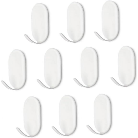 Ezakka Heavy Duty Self Adhesive Wall Sticky Hooks, Plastic White, 2.36"W, (10 Pack)
