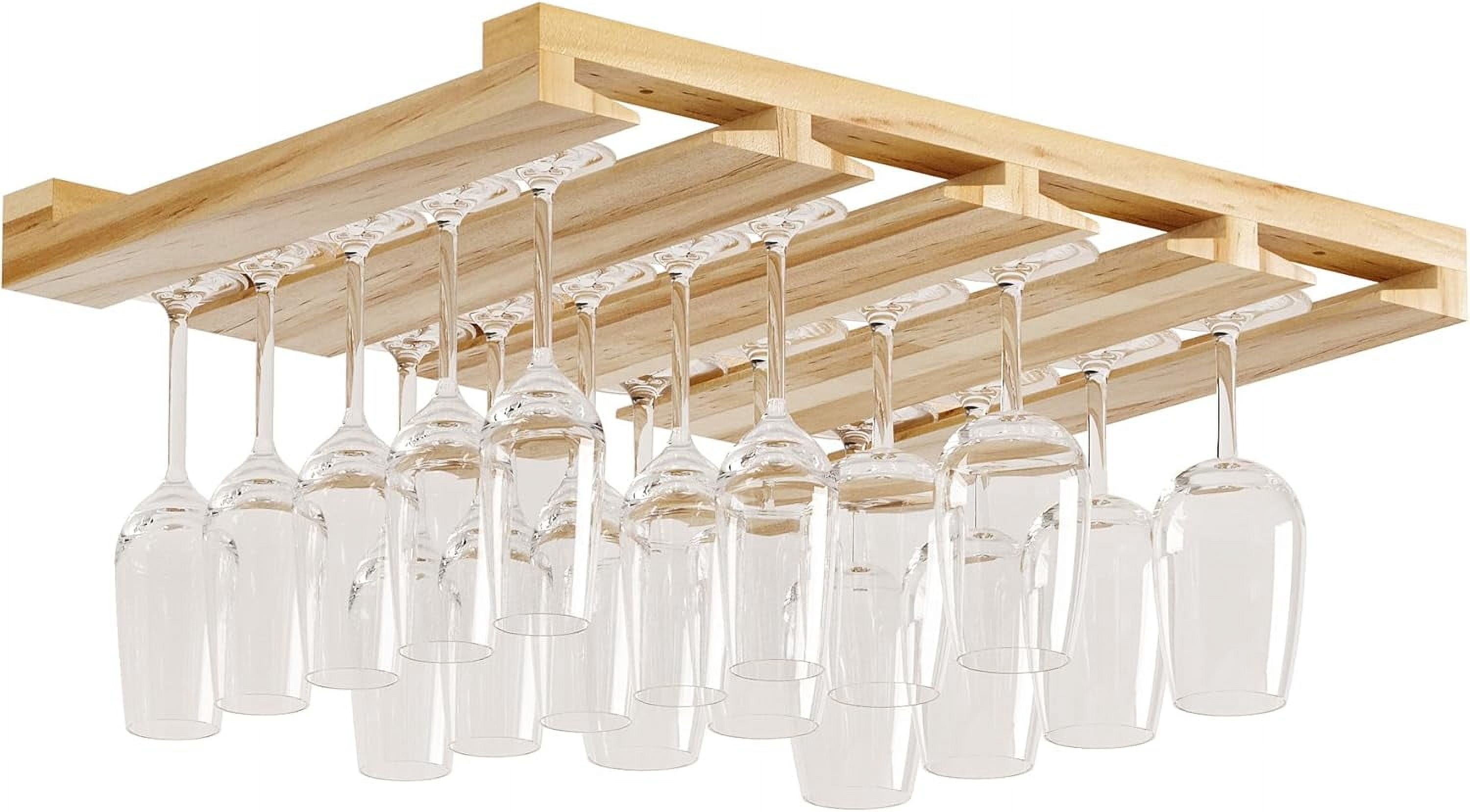 Eze 4 Sectional Under Cabinet Mount Wood Stemware Rack Hanging Shelf ...