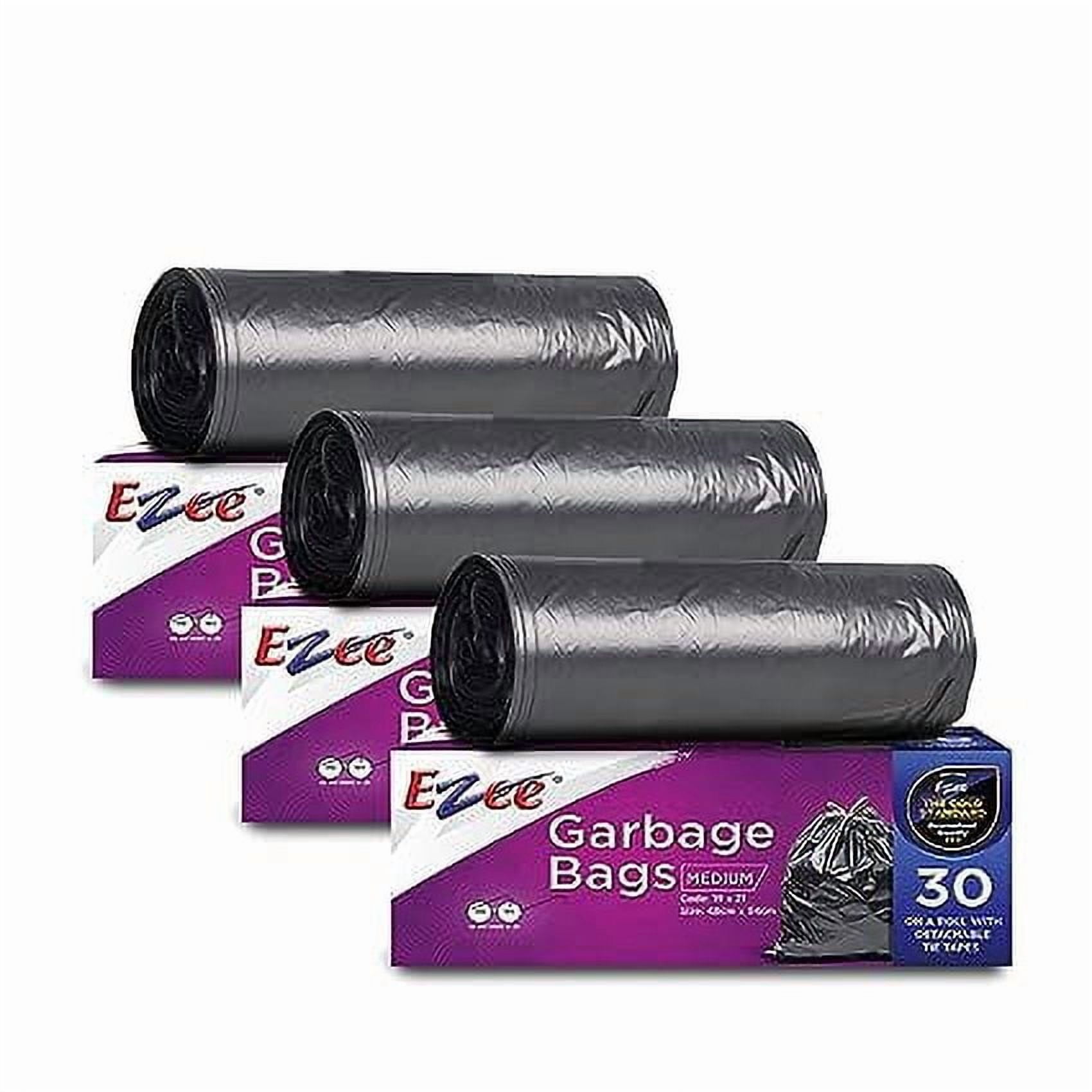 Ezee Black Garbage Bags for Dustbin/Trash Bags 90 Pcs Medium 19 X 21 Inches 30 Pcs x Pack of 3