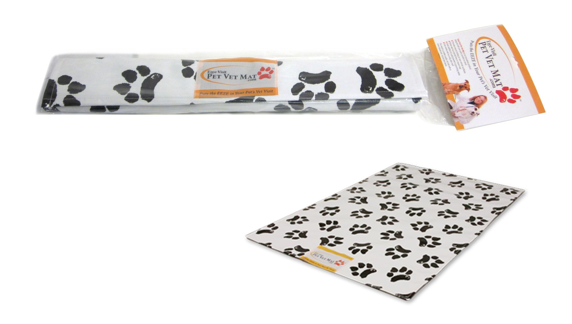 EzeeVisit Black and White Dog Paw Print Pet Vet Mat (Standard) C42