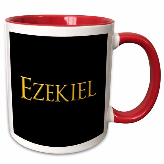 3drose, Ezekiel Elegant Baby Boy Name in the Usa. an Elegant Gifts for Family, 11oz Two-tone Red Mug