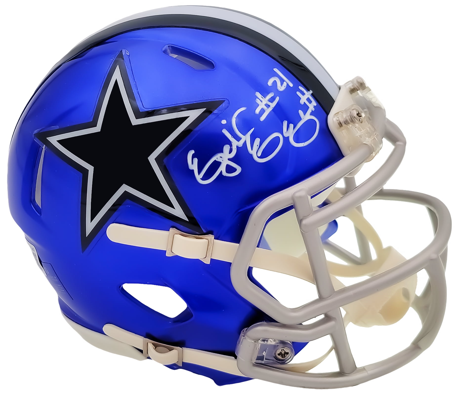 Ezekiel Elliott Autographed Dallas Cowboys Flash Blue Speed Mini Helmet Beckett BAS QR 203011