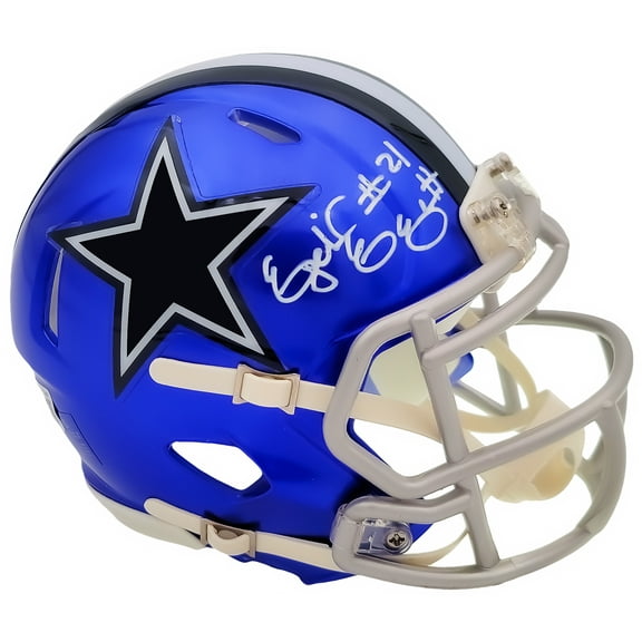 Ezekiel Elliott Autographed Dallas Cowboys Flash Blue Speed Mini Helmet Beckett BAS QR 203011