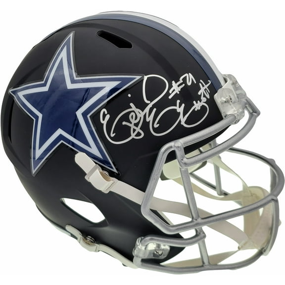 Ezekiel Elliott Autographed Dallas Cowboys Matte Black Full Size Speed Replica Helmet Beckett BAS 146377
