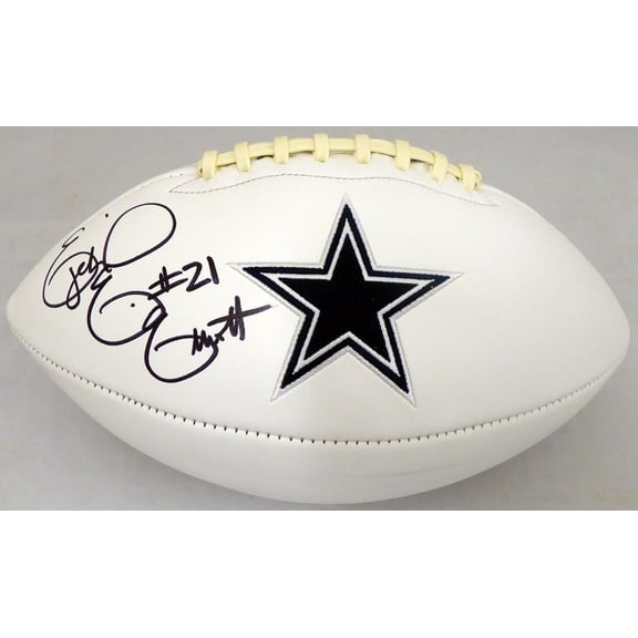 Ezekiel Elliott Autographed Dallas Cowboys White Logo Football Beckett BAS 143243