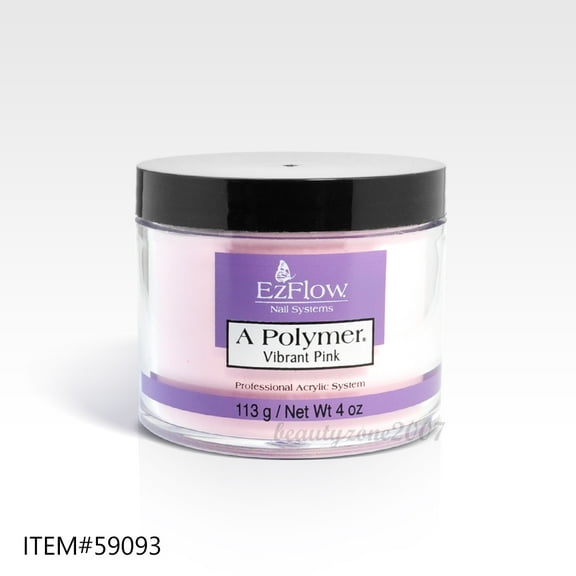 Ezflow Professional Nail Acrylic Powder - Vibrant Pink 4oz #59093