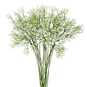Ezflowery 12 Pcs Artificial Baby Breath Flowers, Gypsophila Real Touch, White