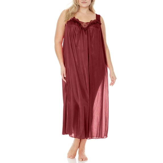 Ezi Nightgowns for Women - Soft & Breathable Satin Night Gowns for Adult Women - Medium to Plus Size Womens Sleep Shirts - Long Mid-Length Nightgown