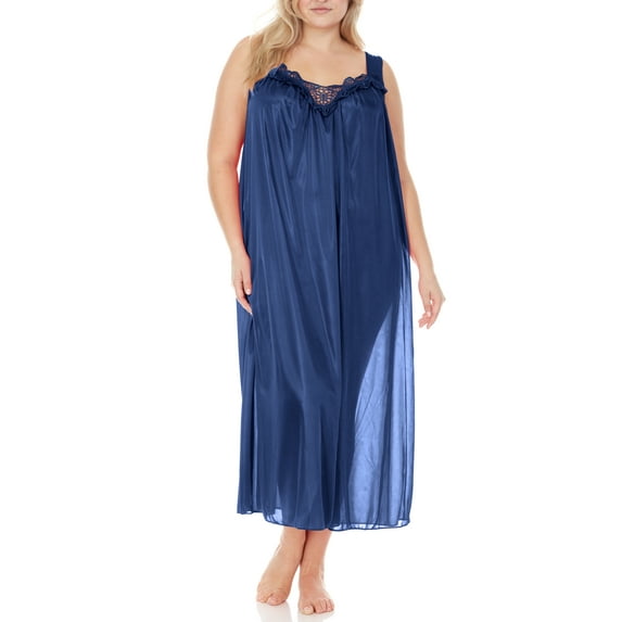Ezi Nightgowns for Women - Soft & Breathable Satin Night Gowns for Adult Women - Medium to Plus Size Womens Sleep Shirts - Long Mid-Length Nightgown