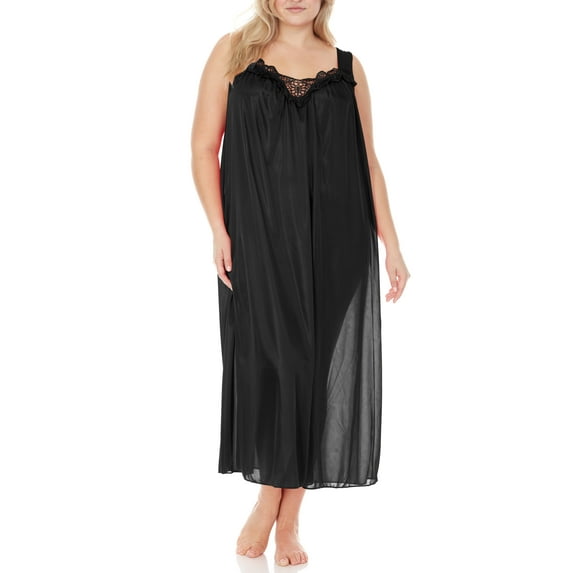 Ezi Nightgowns for Women - Soft & Breathable Satin Night Gowns for Adult Women - Medium to Plus Size Womens Sleep Shirts - Long Mid-Length Nightgown