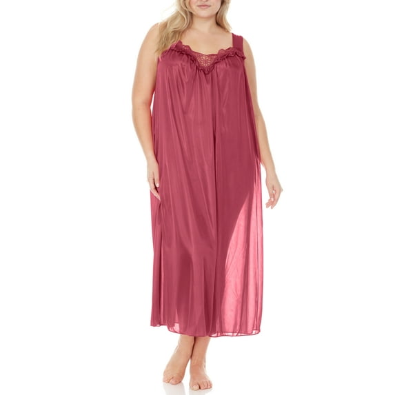 Ezi Nightgowns for Women - Soft & Breathable Satin Night Gowns for Adult Women - Medium to Plus Size Womens Sleep Shirts - Long Mid-Length Nightgown
