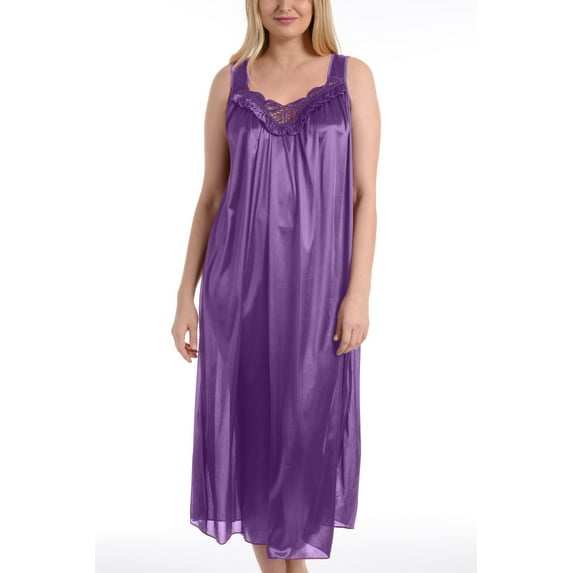 Ezi Nightgowns for Women - Soft & Breathable Satin Night Gowns for Adult Women - Medium to Plus Size Womens Sleep Shirts - Long Mid-Length Nightgown