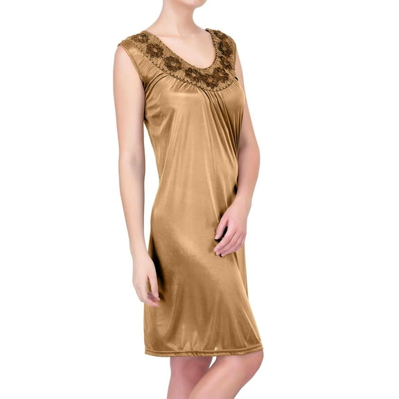 Ezi Satin Nightgowns for Women - Soft & Breathable Knee-Length Night Gowns - Adult Womens Nightgown M - Plus Size,3X,Peach Orange