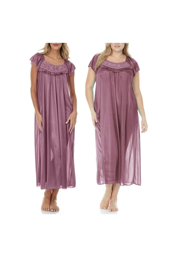 Satin Nightgowns for Women - Soft & Breathable Knee-Length Night Gowns - Adult Womens Nightgown M - Plus Size,L,Sky Blue