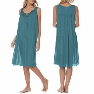 Ezi Satin Nightgowns for Women - Soft & Breathable Knee-Length Night Gowns - Adult Womens Nightgown M - Plus Size,XL,Jewel Blue