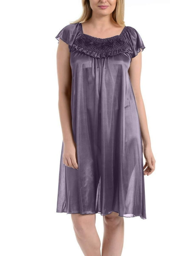 Satin Nightgowns for Women - Soft & Breathable Knee-Length Night Gowns - Adult Womens Nightgown M - Plus Size,XL,Lavender