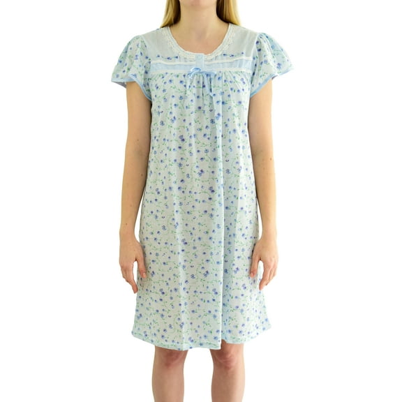 Ezi Women's Cap Sleeve Floral Nightgown