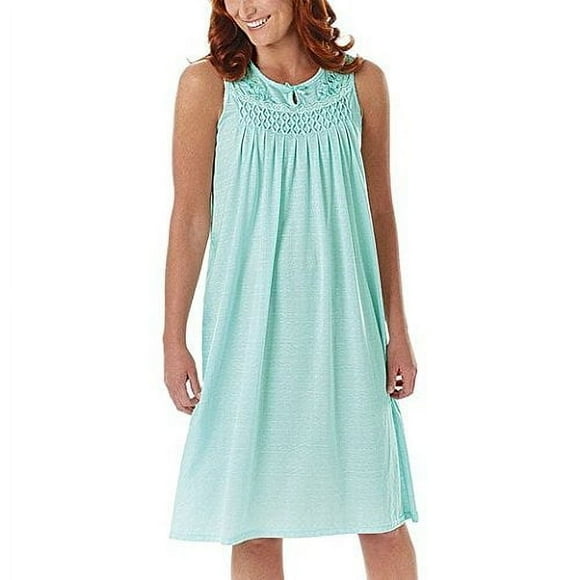 Ezi Women's Cotton-rich Sleeveless Nightgown,XXL,Mint