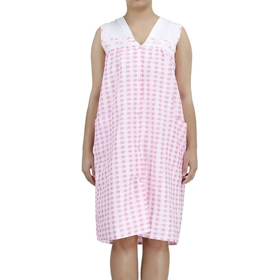 Ezi Women's Plus Duster7 Sleeveless Cotton-rich House Dress