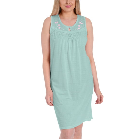 Ezi Womens Cotton-Rich Sleeveless Nightgown
