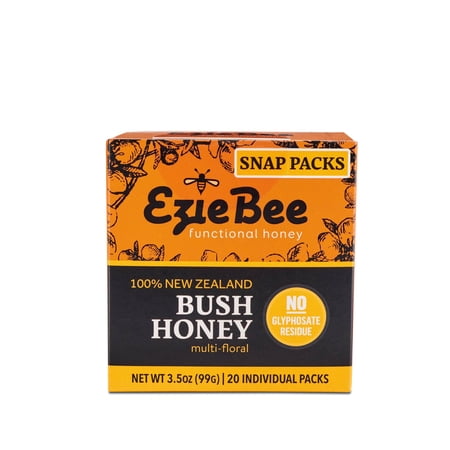Ezie Bee | Functional Multi-Floral New Zealand Bush Honey Snap Packs | 3.5oz 20 Individual Packs