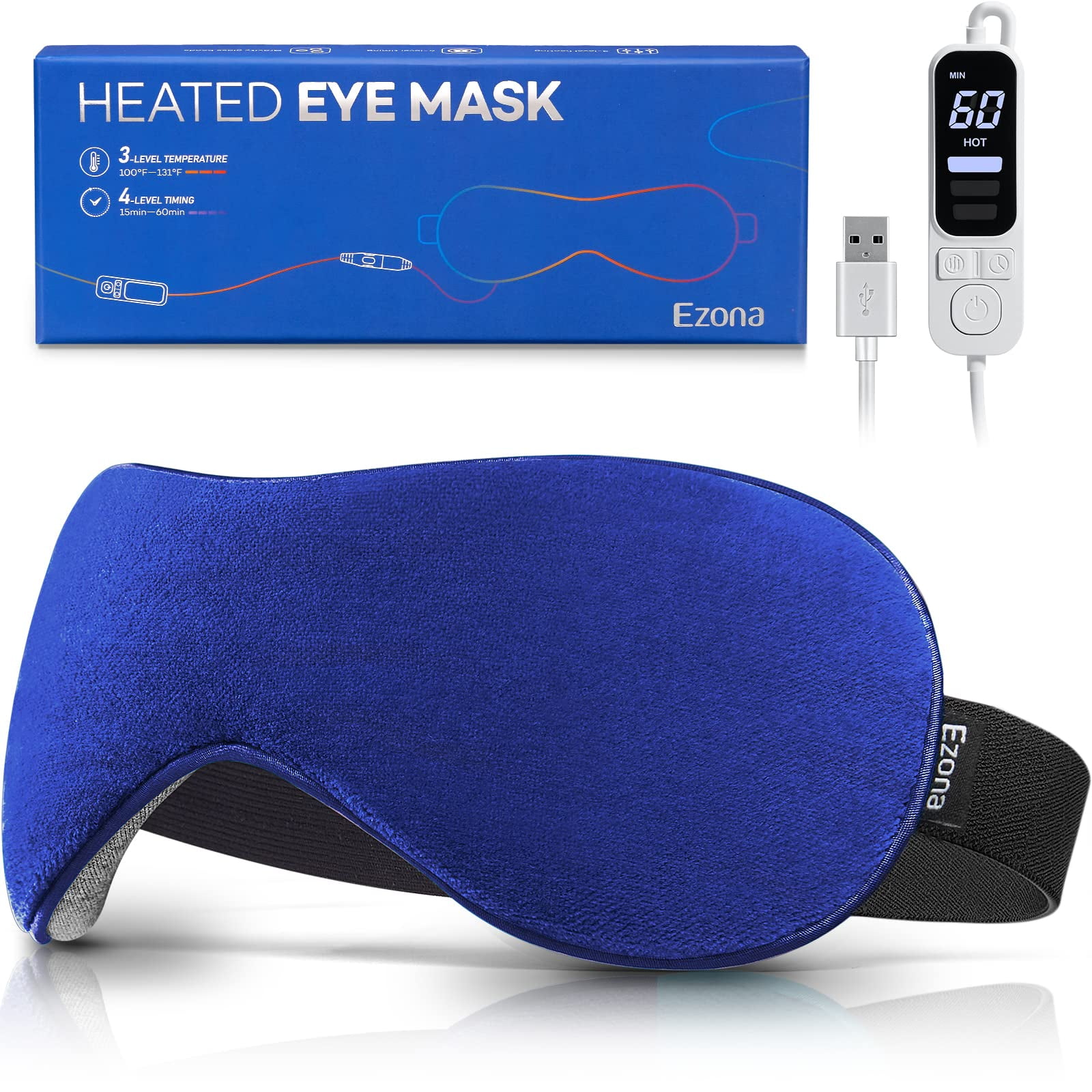 Ezona Heated Eye Mask with Temperature & Timer Control USB Eye Heating Pad for Dry Eyes, Sinus