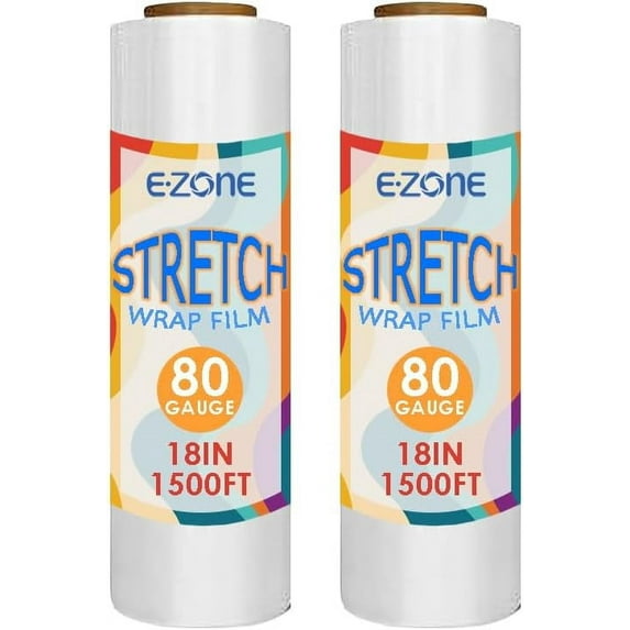 Ezone Stretch Film, 80 Gauge Roll Stretch Wrap, Heavy Duty Shrink Film for Moving and Packing