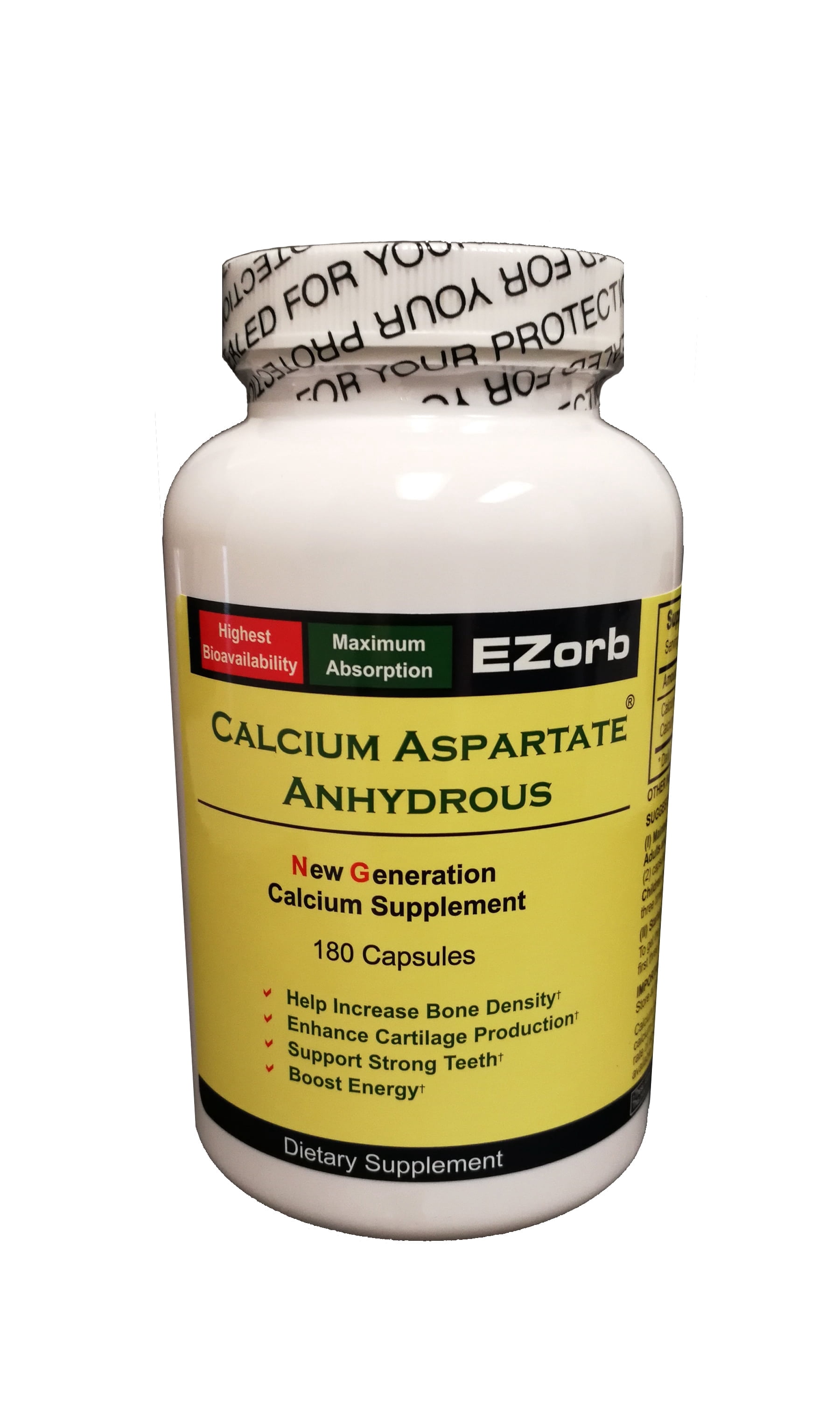 Ezorb Calcium Aspartate Anhydrous for Bone and Joint Health, 180 Capsules