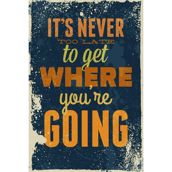 Ezposterprints Motivational Inspirational Posters for Home Office School Classroom Kidsroom - Motivational Quotes Poster Printing - Wall Art Print - 'NEVER TOO LATE' - 12X18 inches