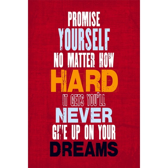Ezposterprints Motivational Inspirational Posters for Home Office School Classroom Kidsroom - Motivational Quotes Poster Printing - Wall Art Print - 'PROMISE YOURSELF' - 12X18 inches