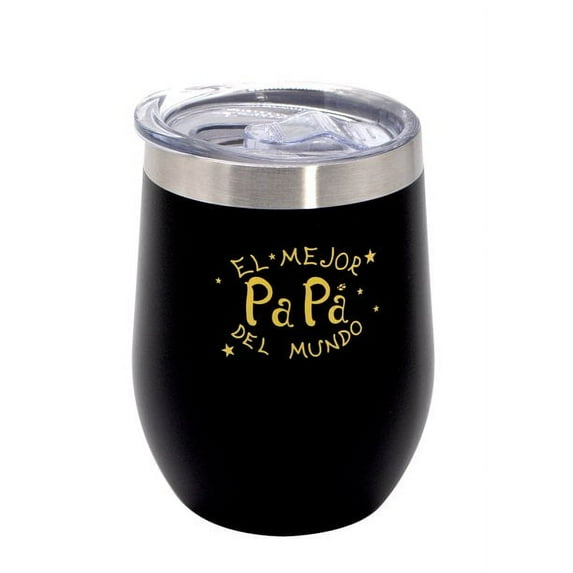 Ezprogear 12 oz Tumbler El Mejor Papa Del Mundo Double Wall Insulated Cup (12 oz Papa Black)