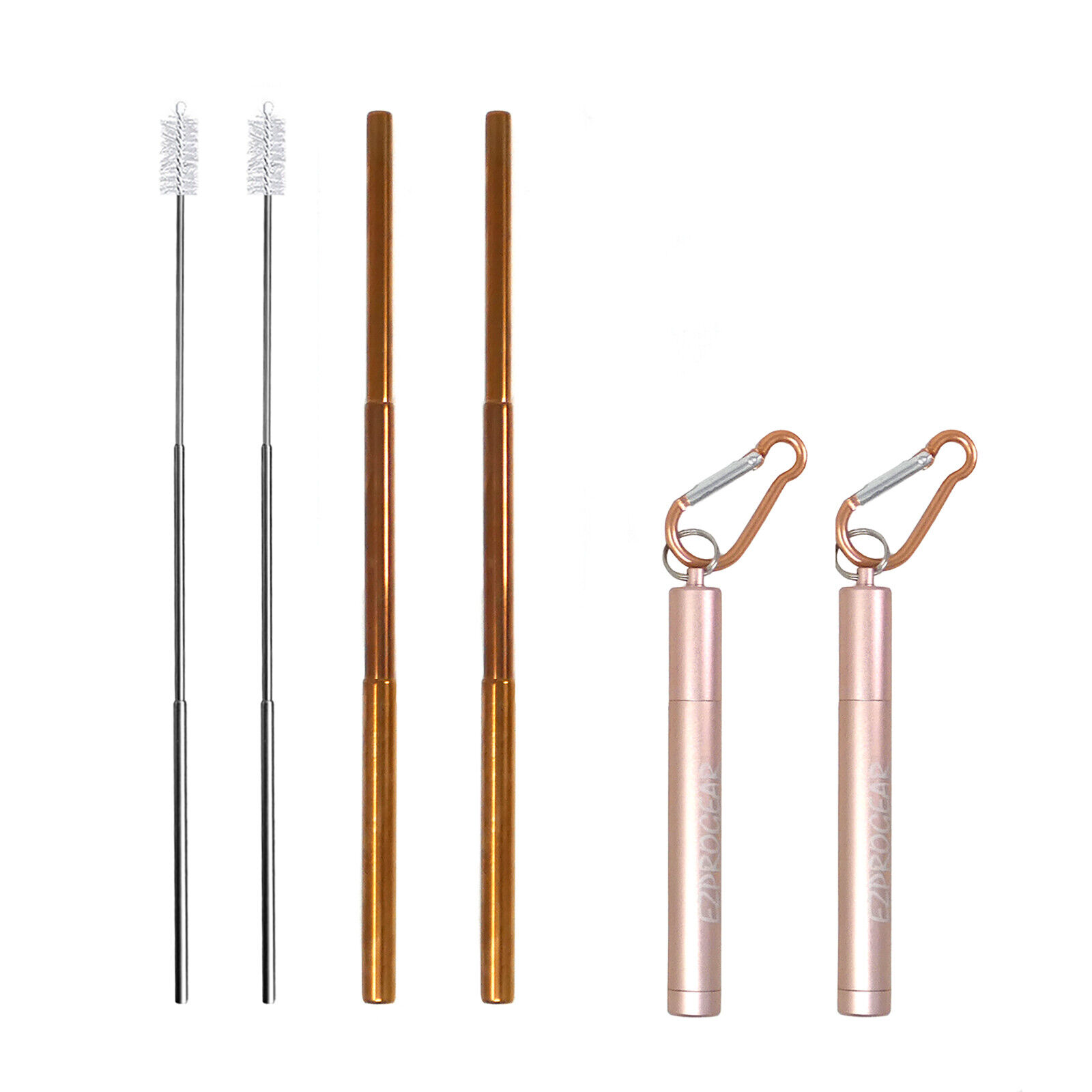 Ezprogear Stainless Steel Straws - 5.75" Short, 8mm Wide, 8-Pack, Silver