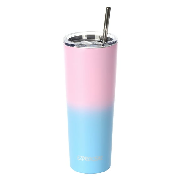 Ezprogear 20 oz Lavender/Cornflower Stainless Steel Slim Skinny Tumbler Vacuum Insulated Coffee Tumbler Travel Cup with Lid and Straw