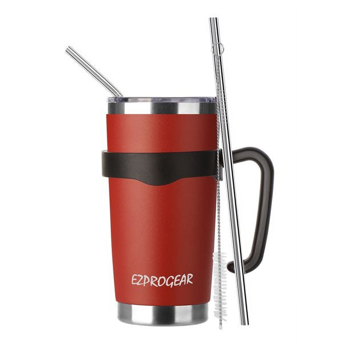 Ezprogear 30 oz Stainless Steel Carnation Pink/Cherry Red Tumbler Double  Wall Vacuum Insulated with Straws and Handle