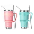 thumbnail image 1 of Ezprogear 30 oz 2 Pack Stainless Steel Coffee Tumbler Double Wall Water Cup Vacuum Insulated Camping Mug with Handle. Lid & Straws (Pink & Mint), 1 of 5