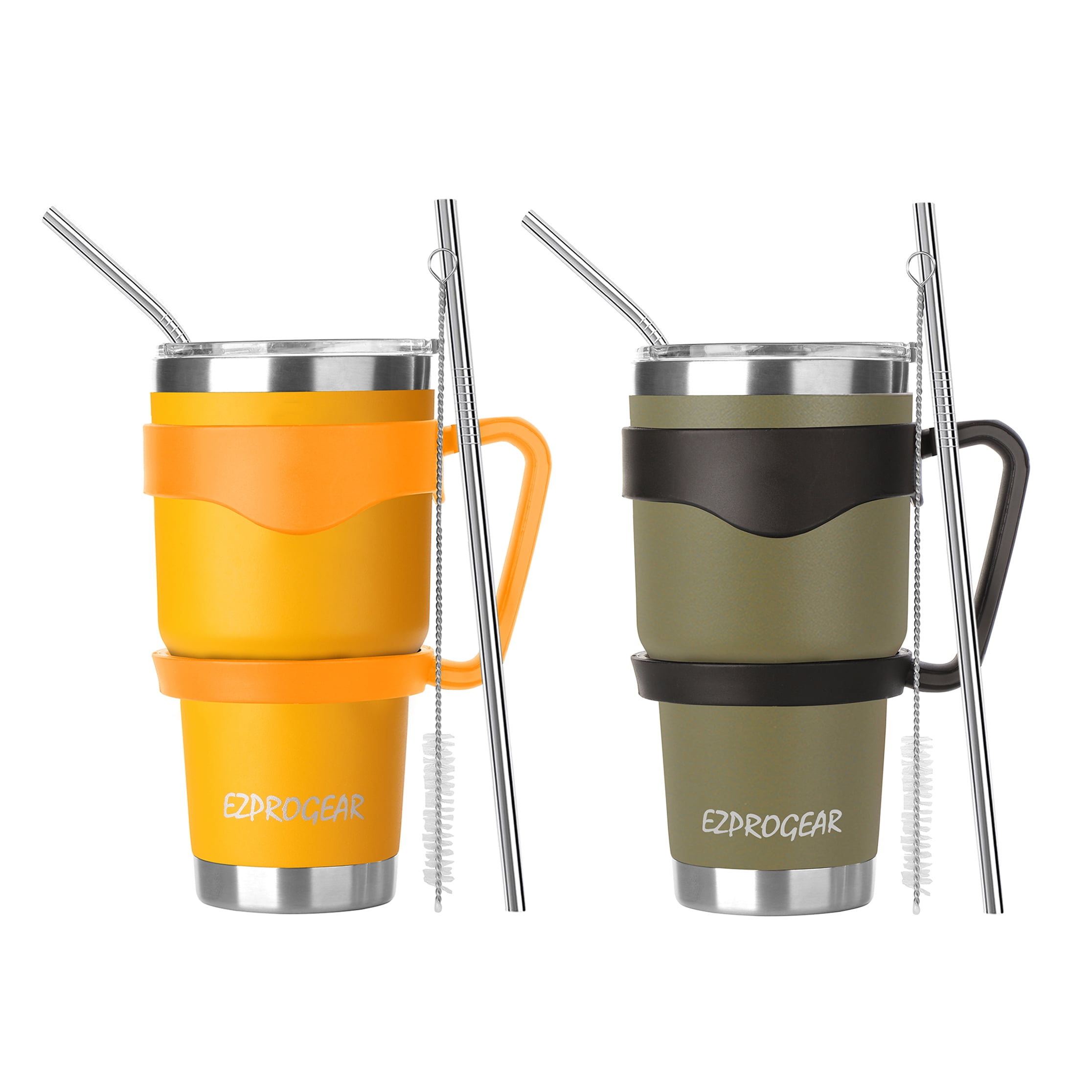 Ezprogear 40 oz 2-pack Black & Mint Stainless Steel Beer Tumbler Double  Wall Vacuum Insulated with Straws and Handle
