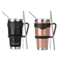 thumbnail image 1 of Ezprogear 30 oz 2 Pack Stainless Steel Tumbler Double Wall Water Cup Vacuum Insulated Water Mug with Handle & Straws (Black & Rose Gold), 1 of 5