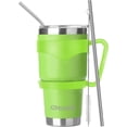 thumbnail image 1 of Ezprogear 30 oz Stainless Steel Tumbler Double Wall Vacuum Insulated with Straws and Handle (Lime Green), 1 of 7