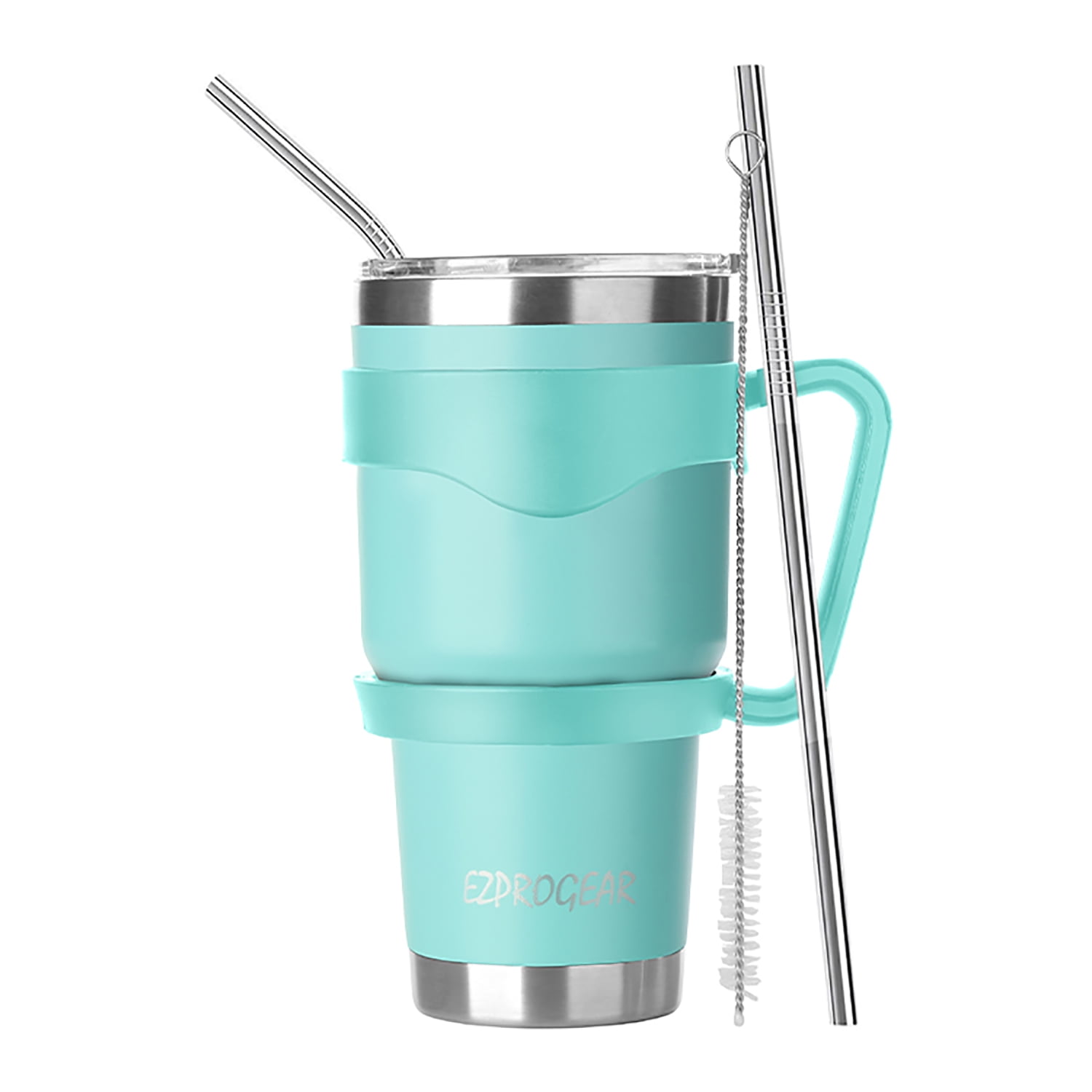 Ezprogear 30 oz 2 Pack Stainless Steel Tumbler Double Wall Vacuum Insulated  with Straws and Handle