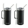 thumbnail image 1 of Ezprogear 32 oz 2 Pack Stainless Steel Coffee Mug Double Wall Vacuum Insulated Tumbler with Handle, Lid & Straws (Black), 1 of 6