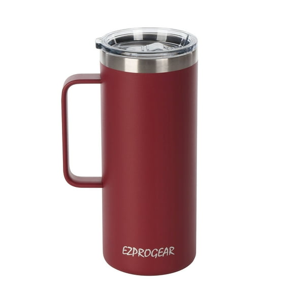Ezprogear 32 oz Cherry Red Coffee Mug With Handle,Stainless Steel Insulated Travel Tumblers With Sliding Lid,Double Wall Vacuum Camping Cup for Hot & Cold Drinks Tea