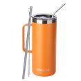thumbnail image 1 of Ezprogear 32 oz Dark Orange Stainless Steel Coffee Mug Double Wall Beer Tumbler Vacuum Insulated Camping Cup with Handle, Lid & Straws, 1 of 5