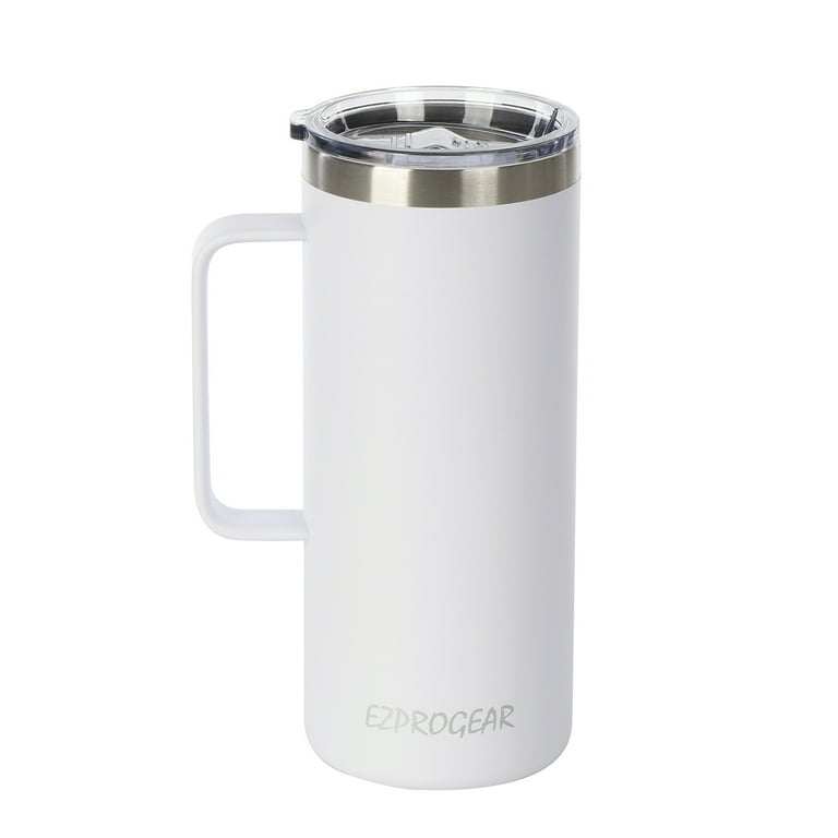 Ezprogear 32 oz White Coffee Mug, Vacuum Insulated Camping Mug