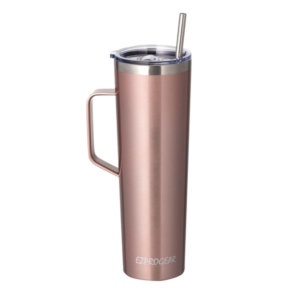 Ezprogear 34 oz Stainless Steel Coffee Mug with Handle Double Wall Insulated Cup for Travel (Rose Gold)